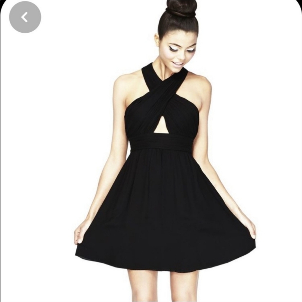Alice & Olivia Martine Wrap Tulip Black Dress - Picture 4 of 7